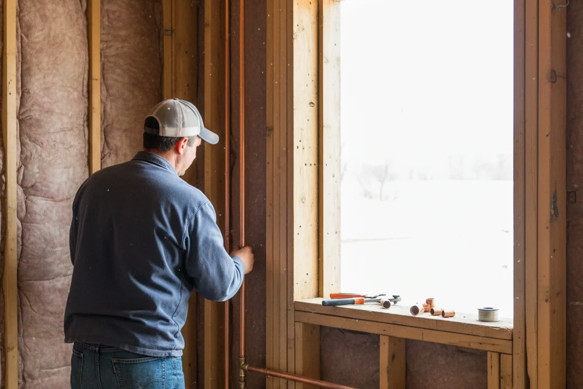 Licensed plumber running new copper supply lines in a New Market home