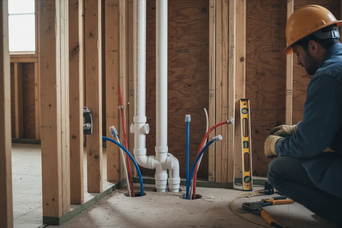Drain and supply rough-in during Leak Detection in New Market